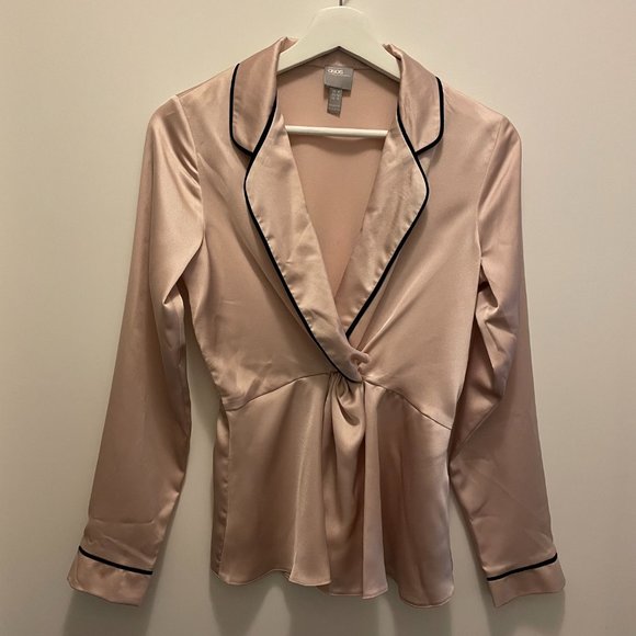 ASOS DESIGN long sleeve plunge knot front satin top - Picture 5 of 6